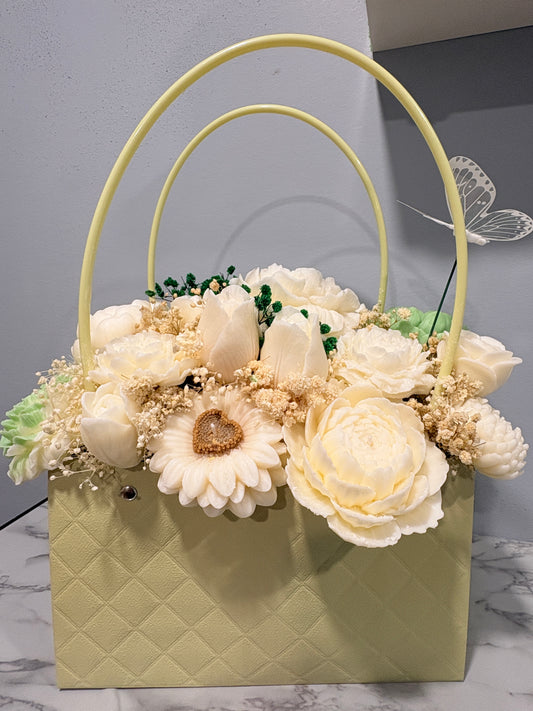 Ivory Handbag Candle Bouquet