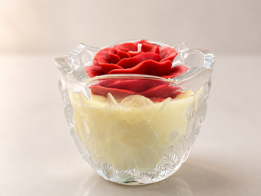 Red Rose Glass Cup Candle