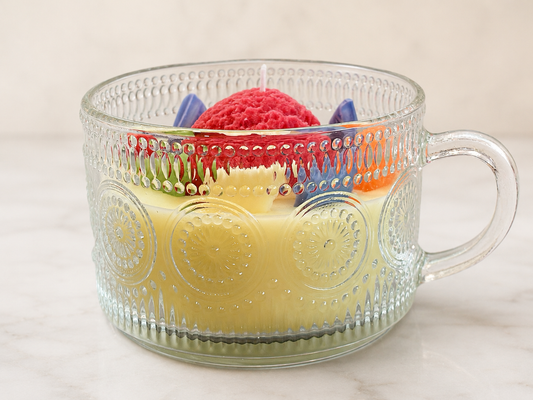 Pink Scoop Glass Mug Candle