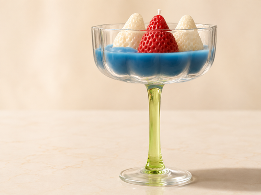 Blue Strawberry Sundae Candle