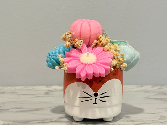 Peach Rose Pig Pot Candle