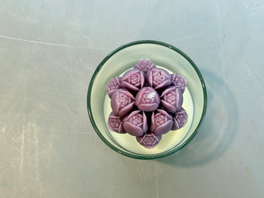 Purple Rosebud Glass Candle