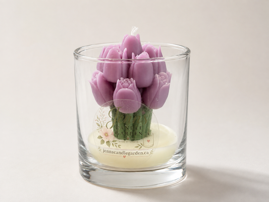 Purple Tulip Glass Candle