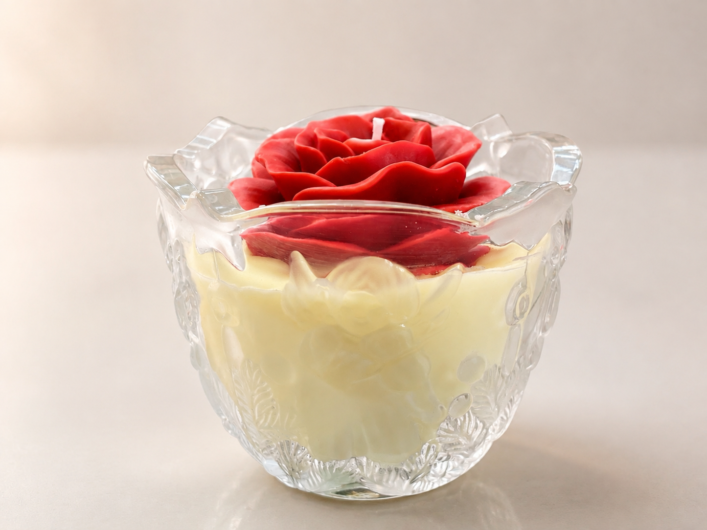 Red Rose Glass Cup Candle