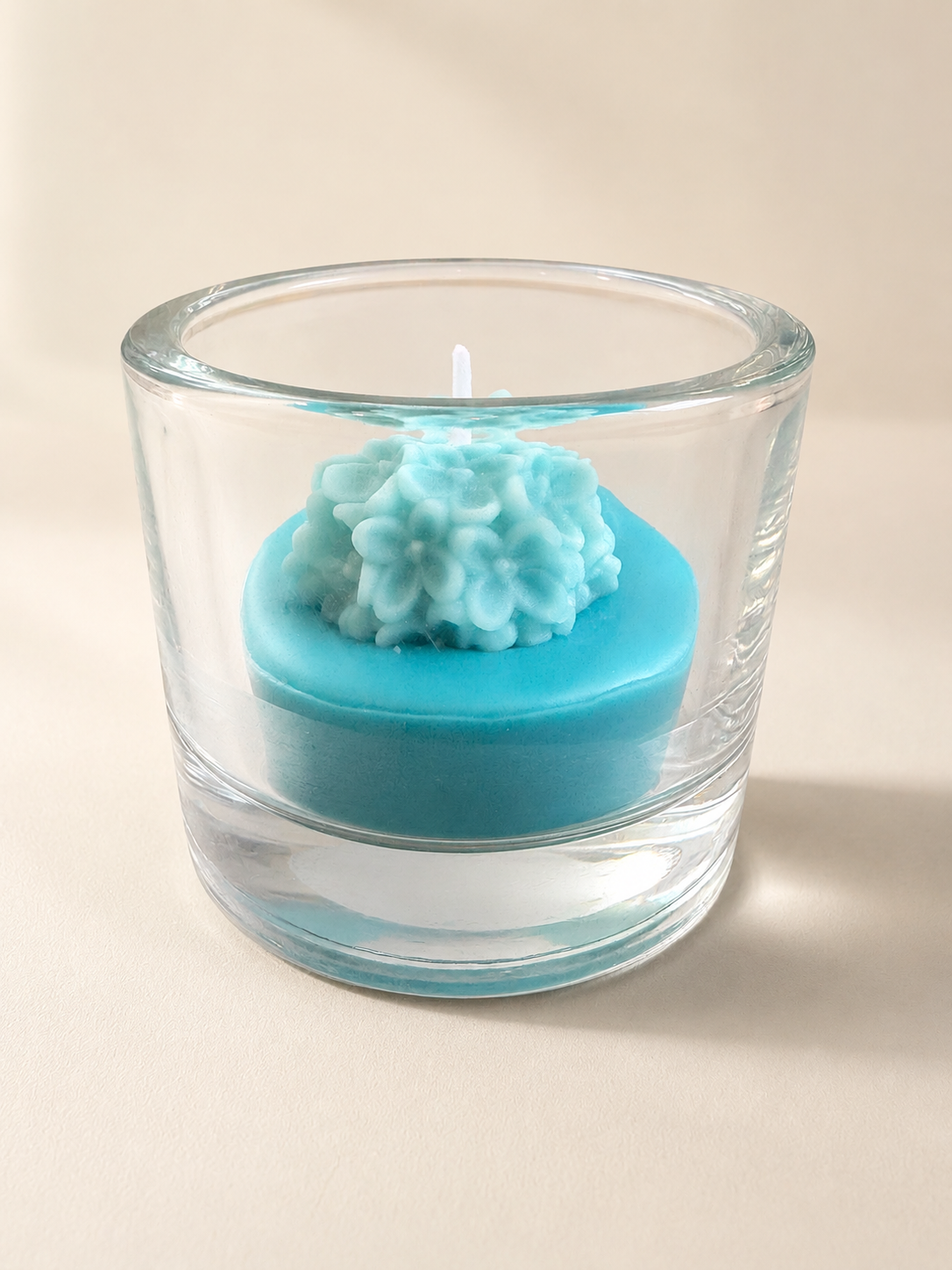 Blue Flower Glass Candle