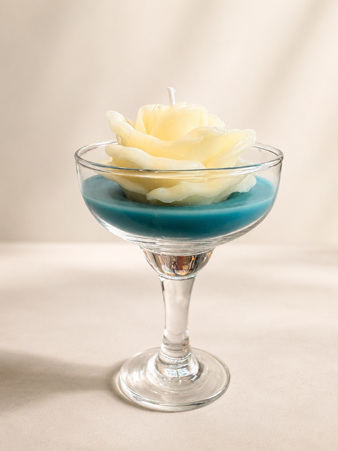 White Rose Glass Candle
