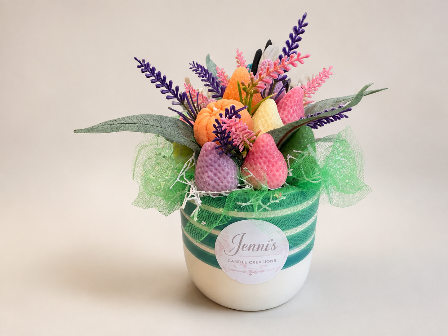 Lavender Garden Stripe Pot Candle