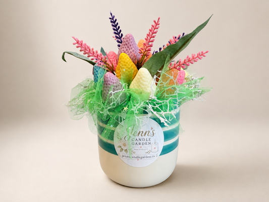 Lavender Garden Stripe Pot Candle