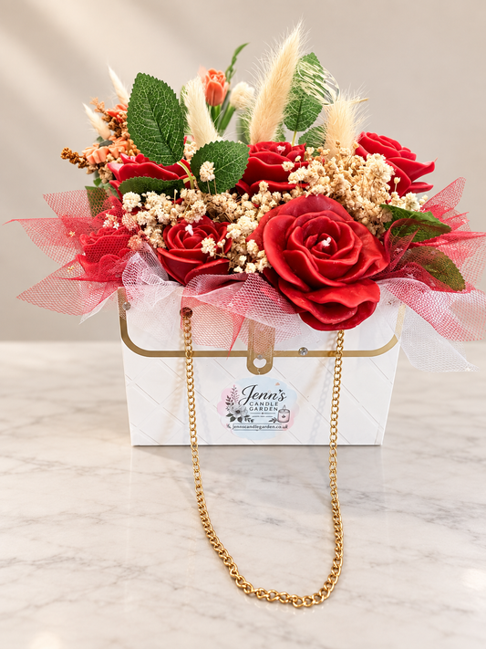 Red roses handbag bouquet