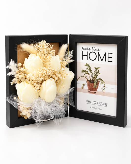 White Tulips with picture frame