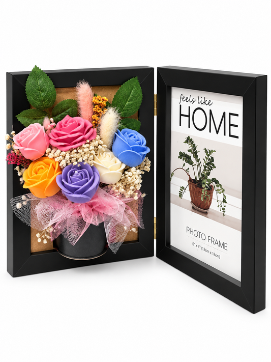 Beautiful roses with picture frame