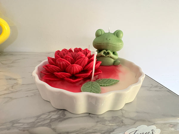 Mr. Frog with red Water lily