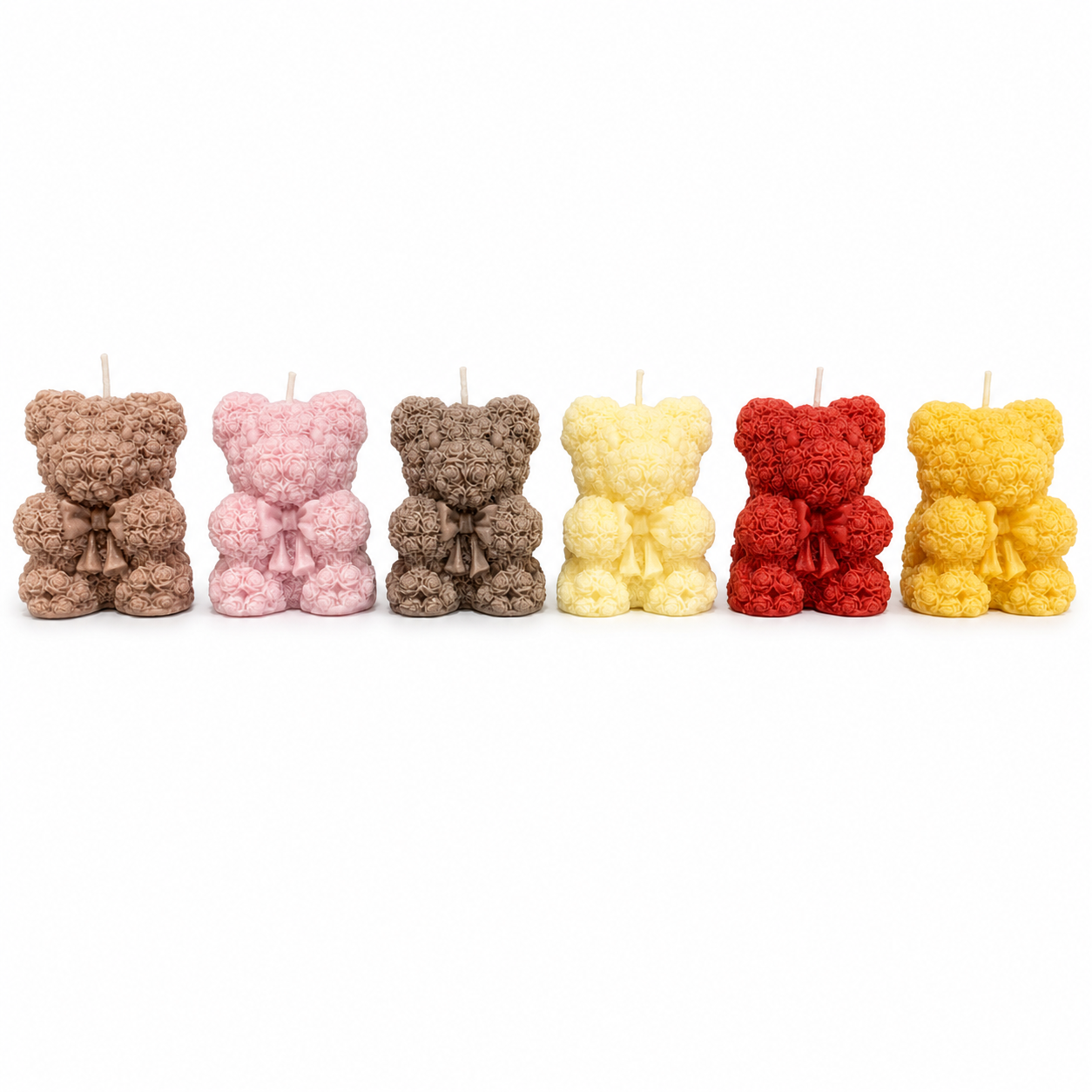 Random Floral Teddy Bear Candle