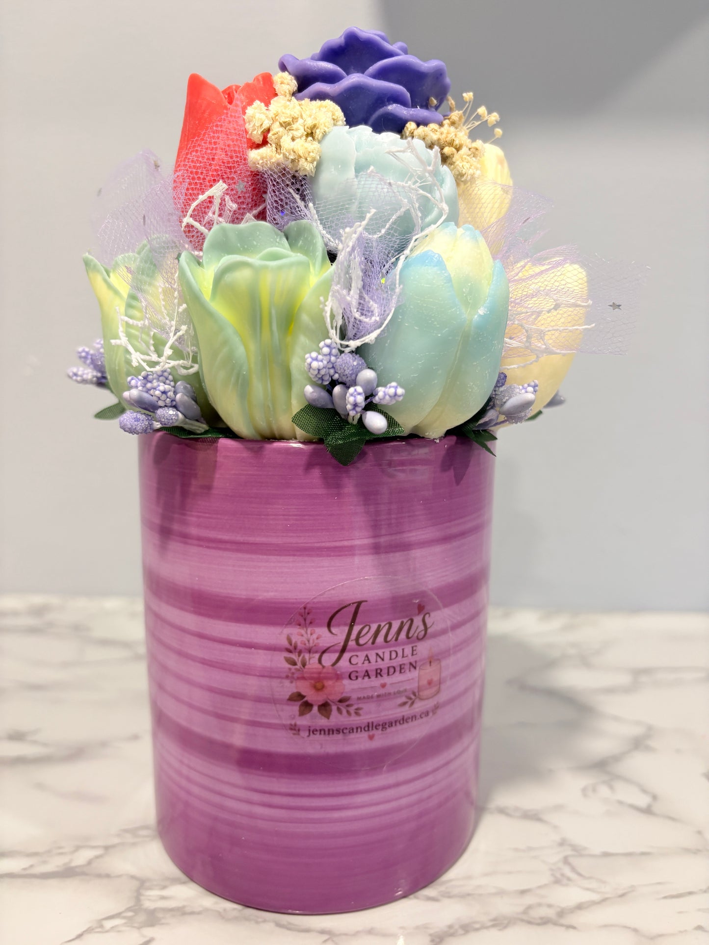 Lavender Rose Candle Bouquet