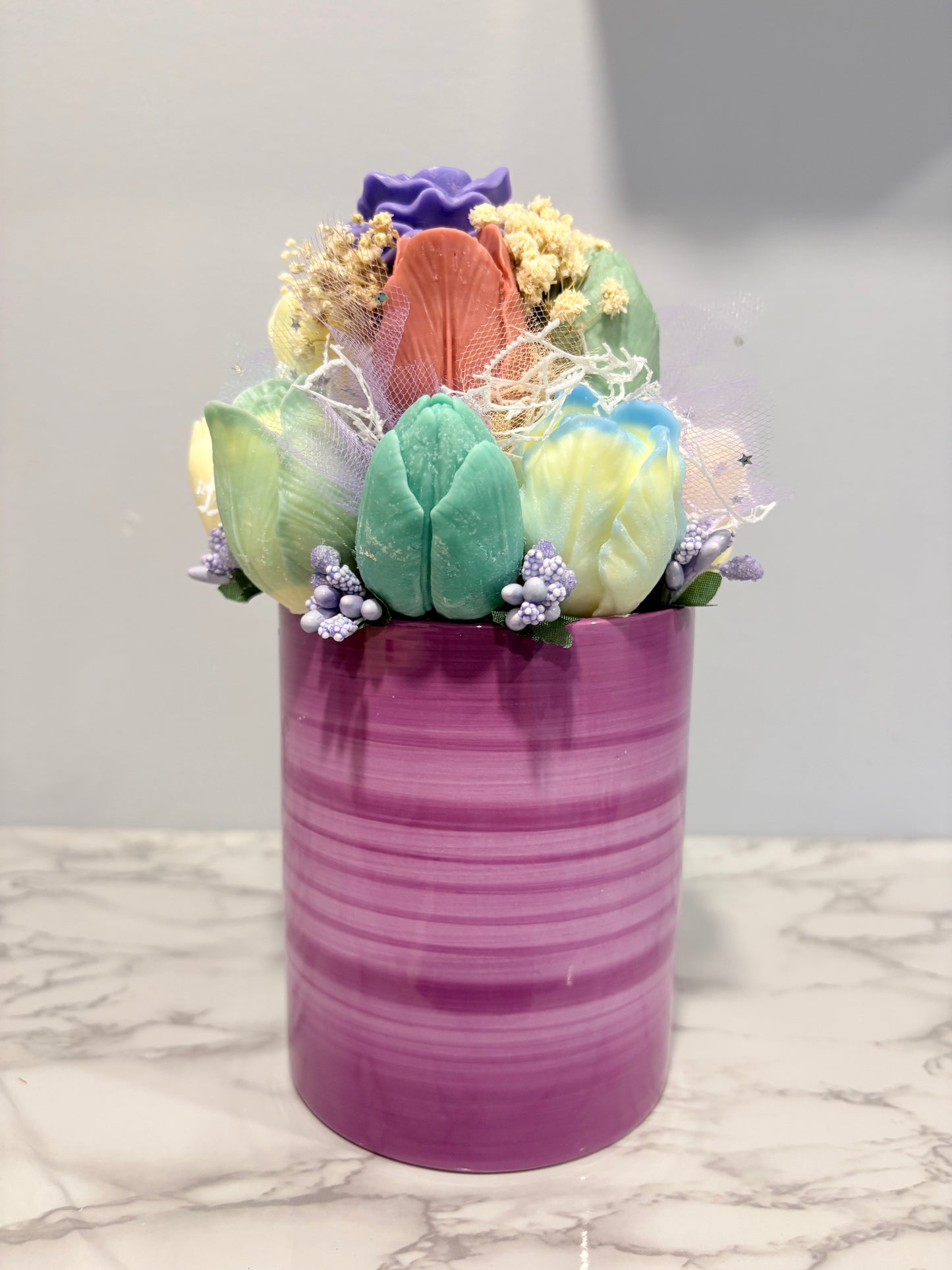 Lavender Rose Candle Bouquet