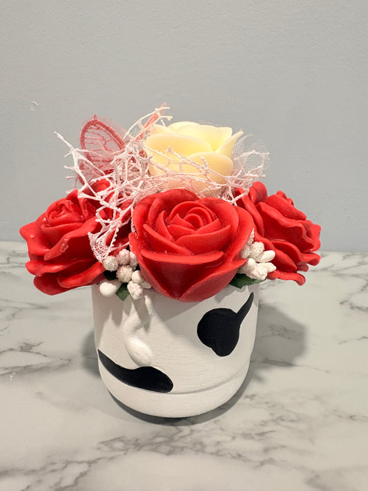 Red Rose Cow Pot Candle