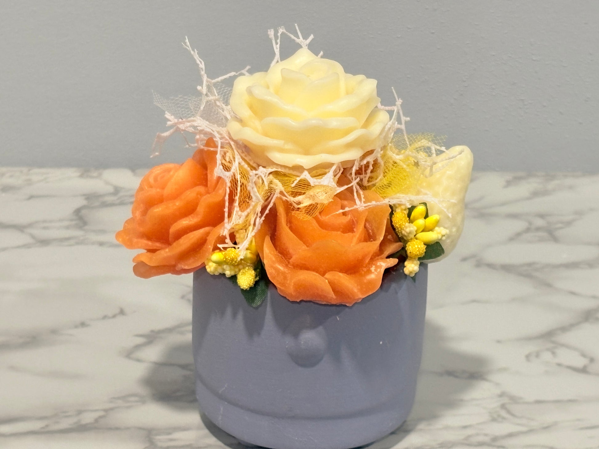 Orange Rose Cat Pot Candle