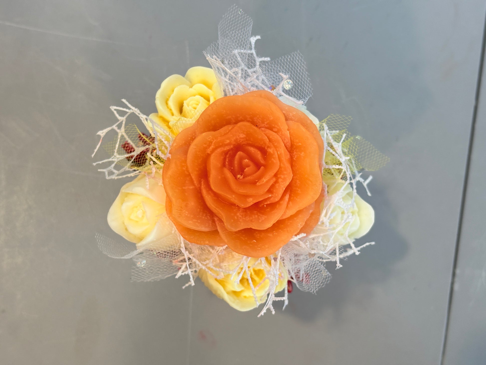 Peach Rose Pig Pot Candle