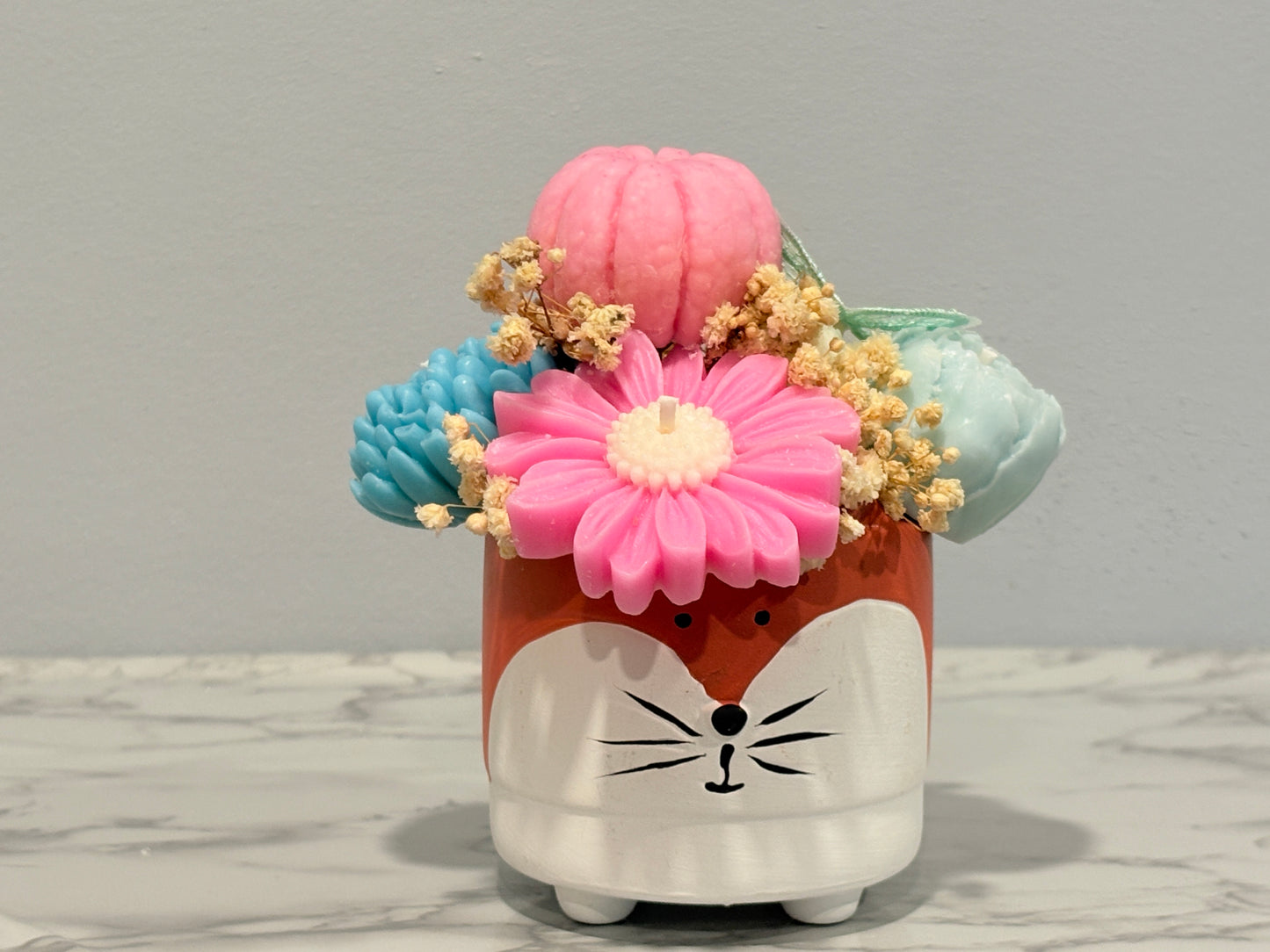 Peach Rose Pig Pot Candle