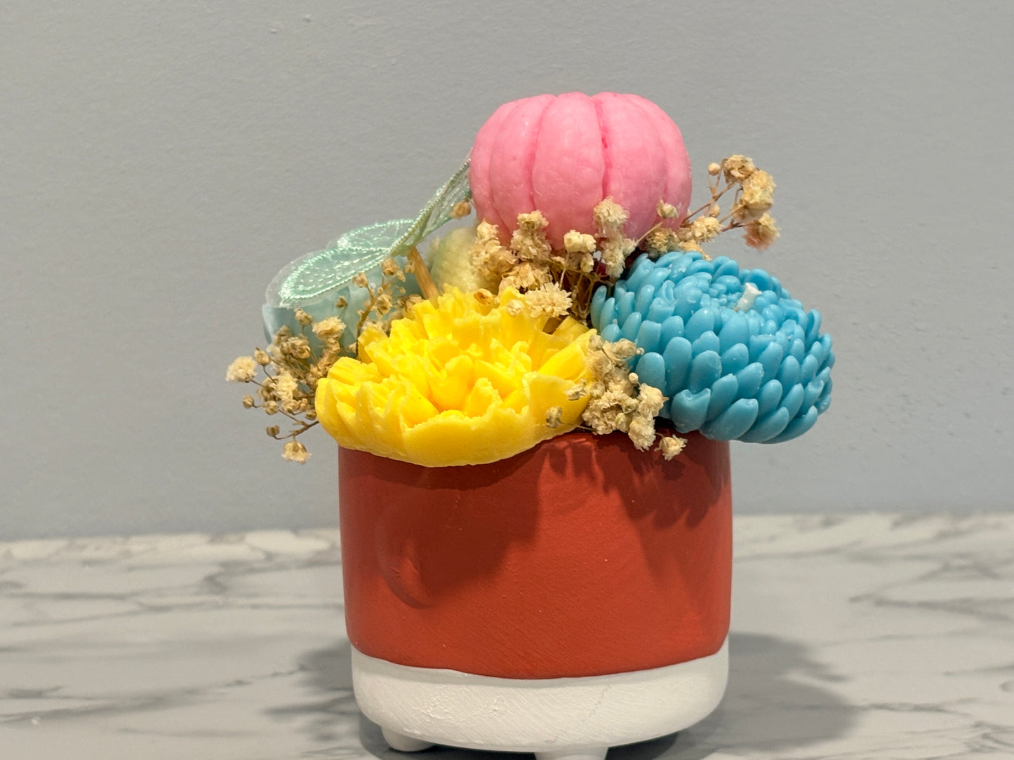 Peach Rose Pig Pot Candle