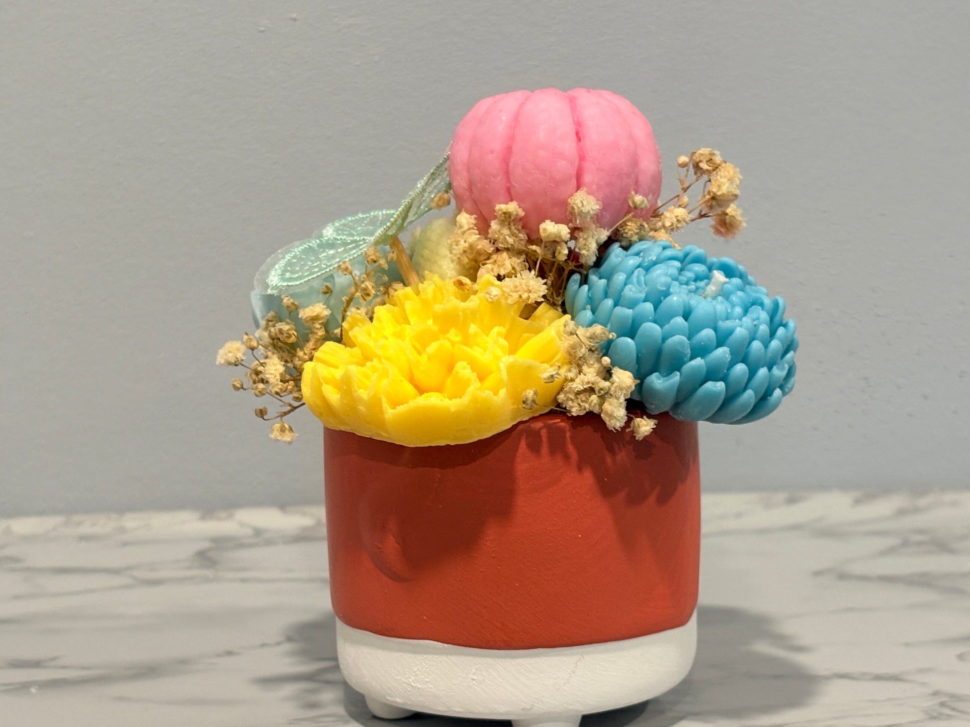 Peach Rose Pig Pot Candle