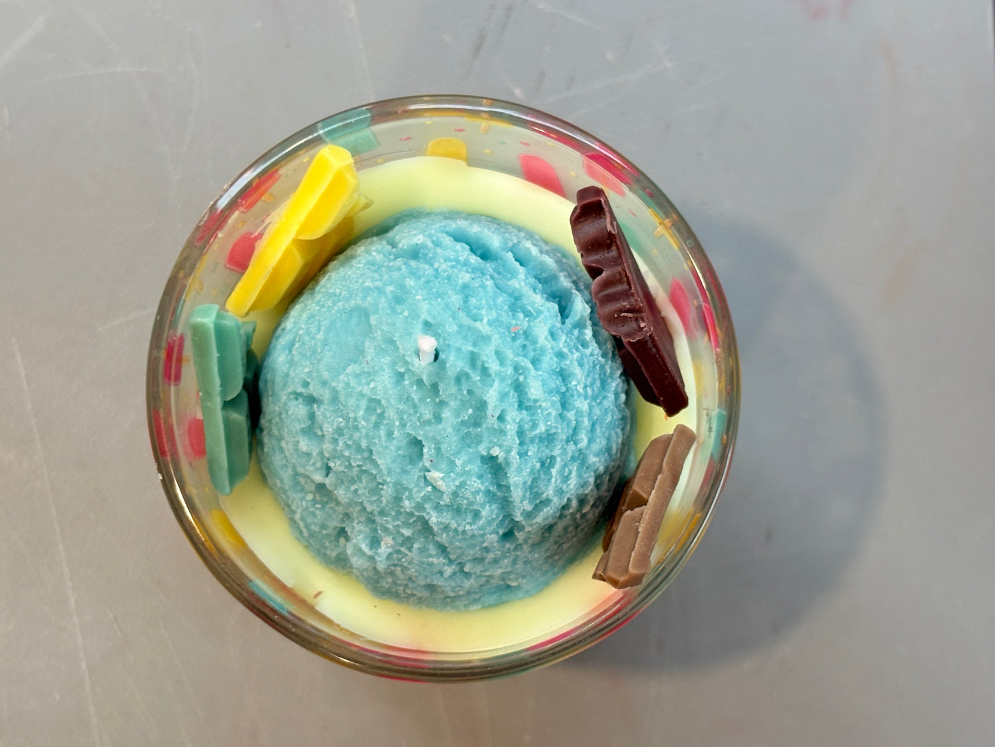 Blue Scoop Dessert Candle