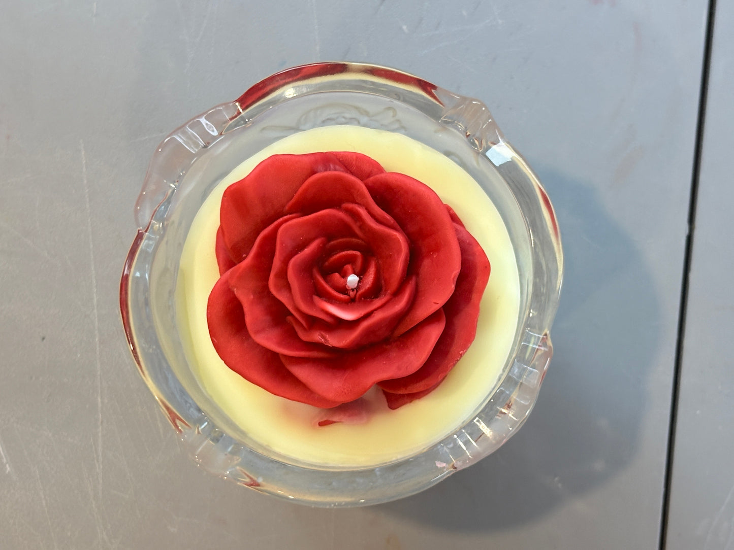 Red Rose Glass Cup Candle