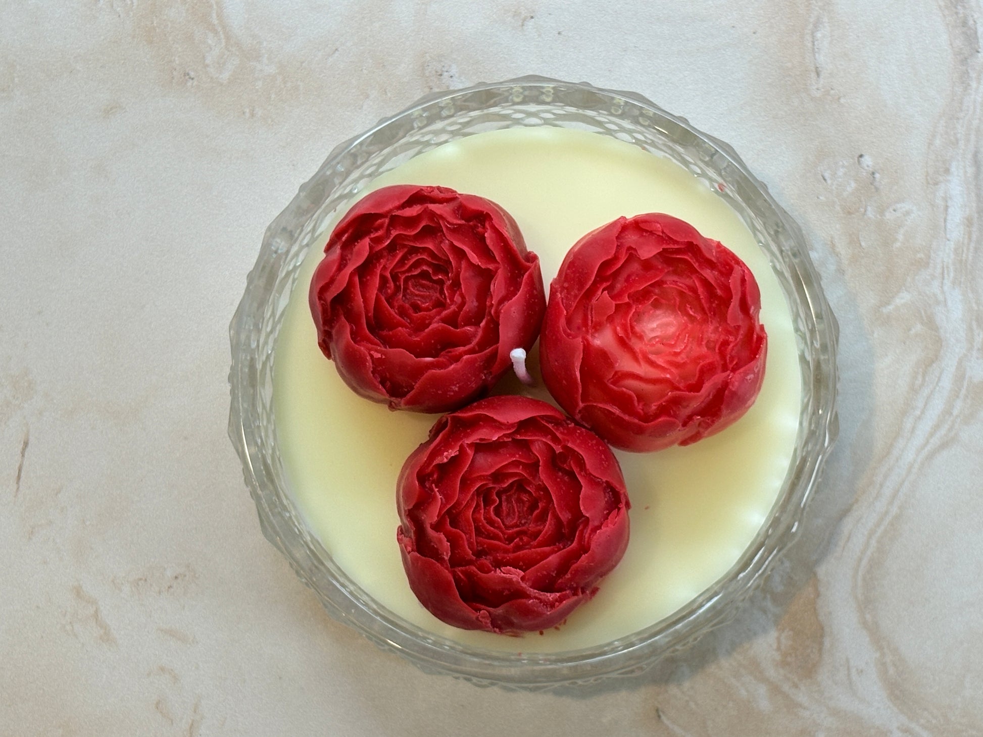 Red Rose Dish Candle