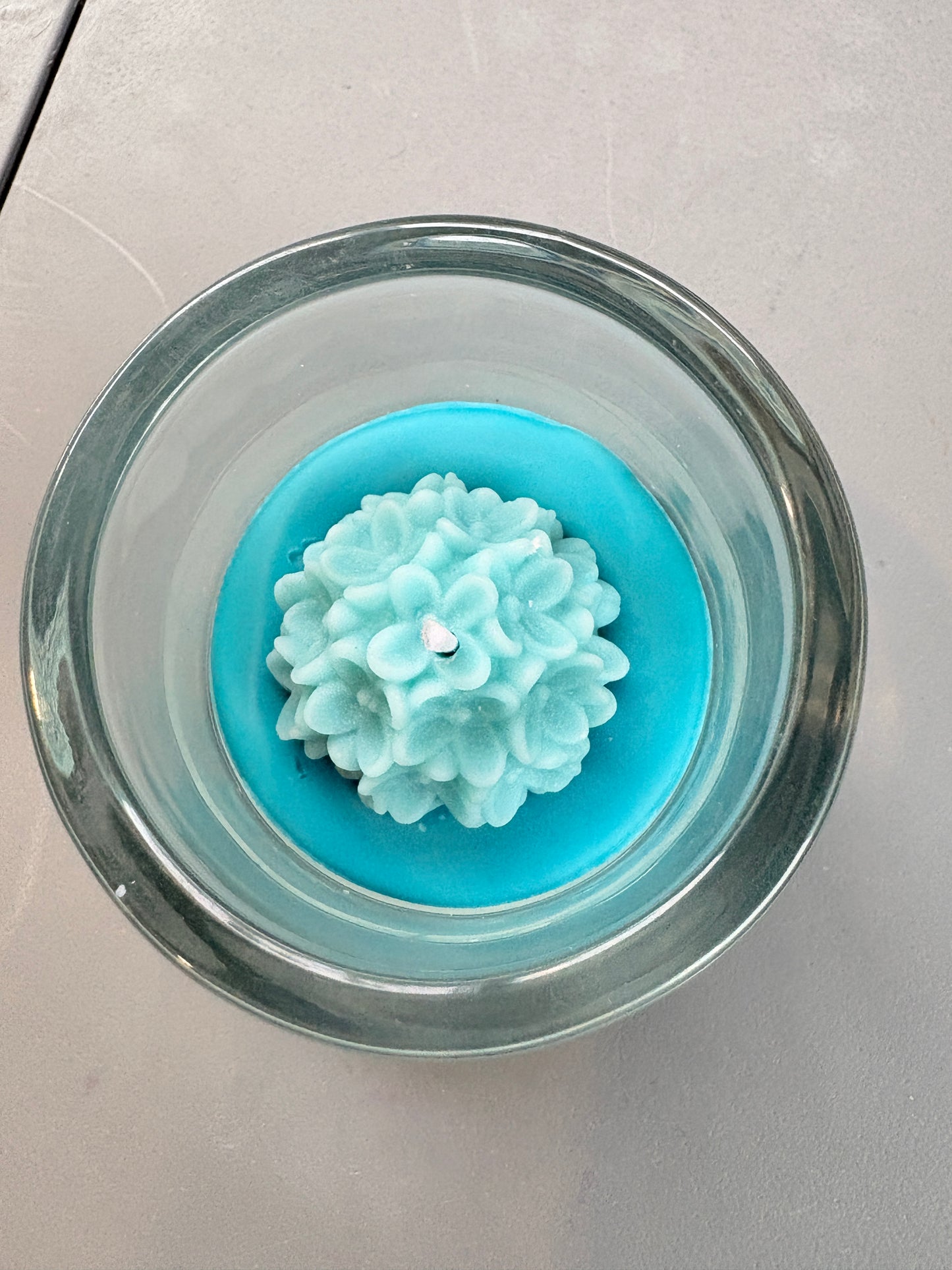 Blue Flower Glass Candle